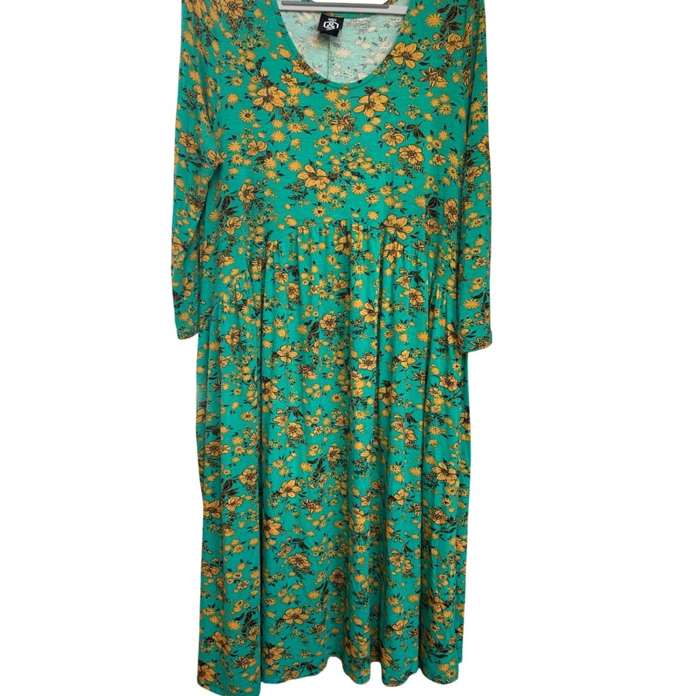 Agnes & Dora Floral Maxi Dress Womens Large Green Yellow Excellent Boho Tiered - Picture 2 of 5
